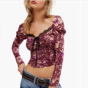 NWOT FREE PEOPLE LAYER IT ON ME LACE TRIM TOP | MEDIUM